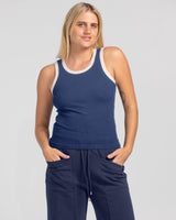 Bellissimo Tank - Navy/Ecru