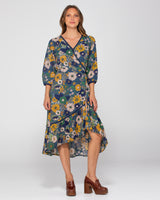 Winter Sumatra Dress - Blue Aurelia