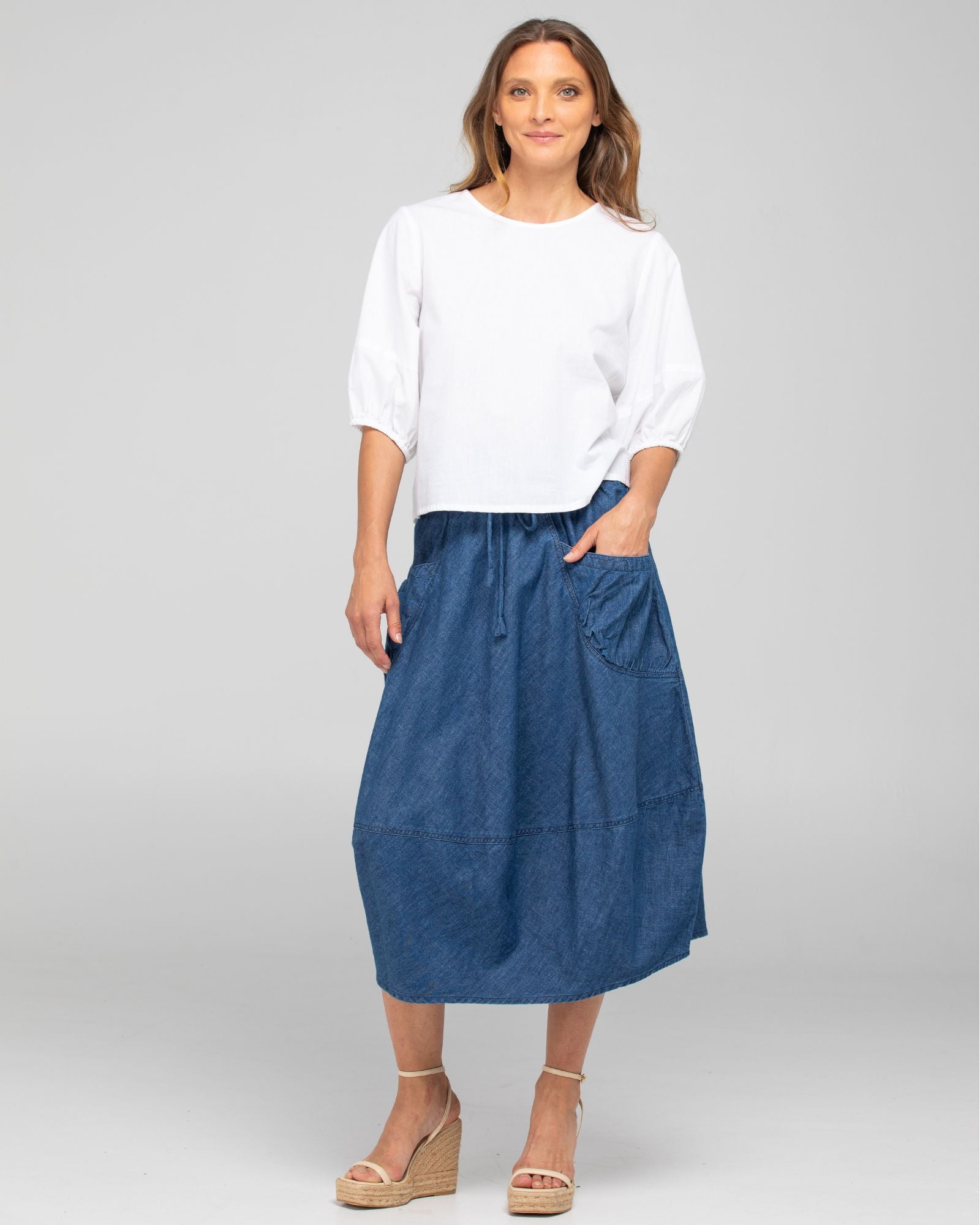 Guru Skirt - Mid Wash Denim
