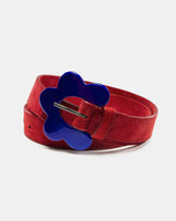 Flower Belt - Sienna Red Suede