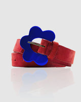 Flower Belt - Sienna Red Suede
