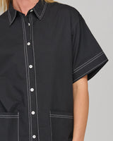 Hatsu Shirt - Black/White Stitching