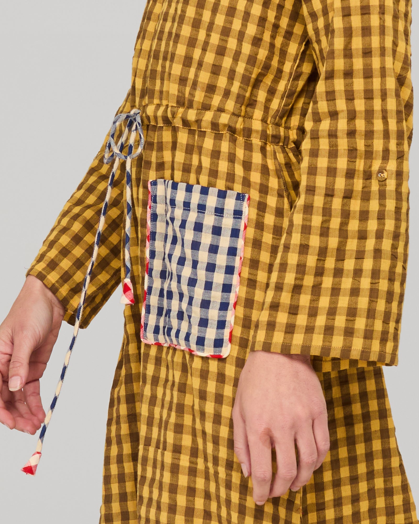 Akari Dress - Mustard Seersucker