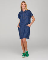 Fumiko Dress - Dark Denim Contrast Stitching
