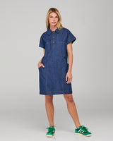 Fumiko Dress - Dark Denim Contrast Stitching