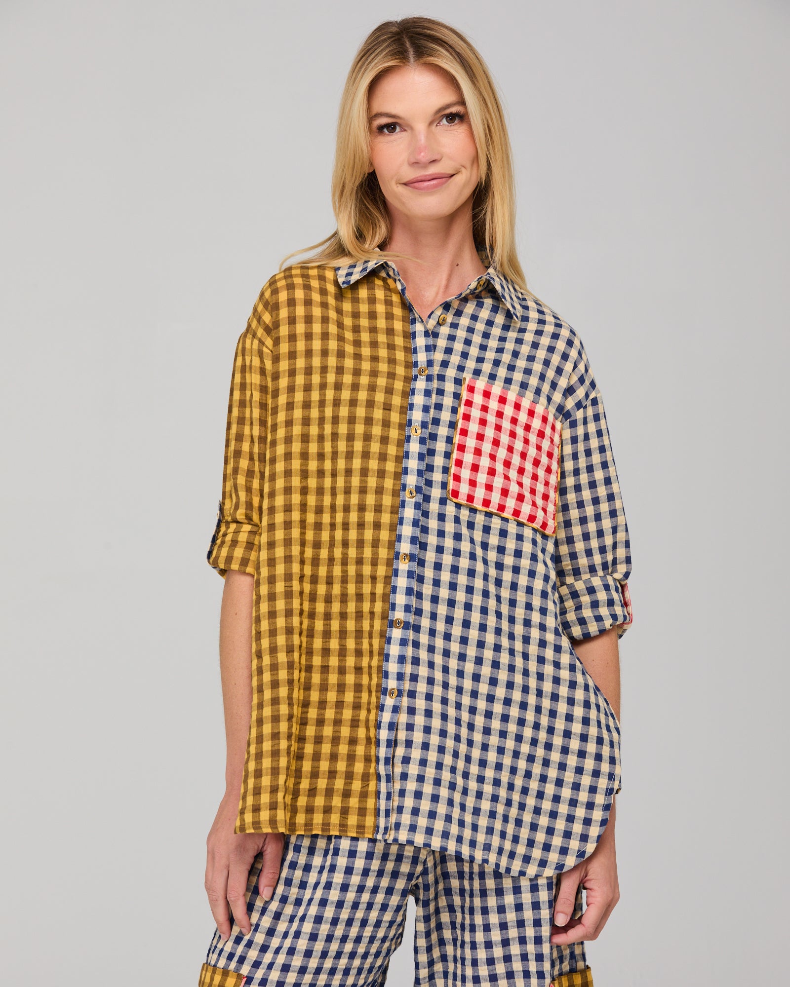 Gillie Shirt - Navy Spliced Seersucker