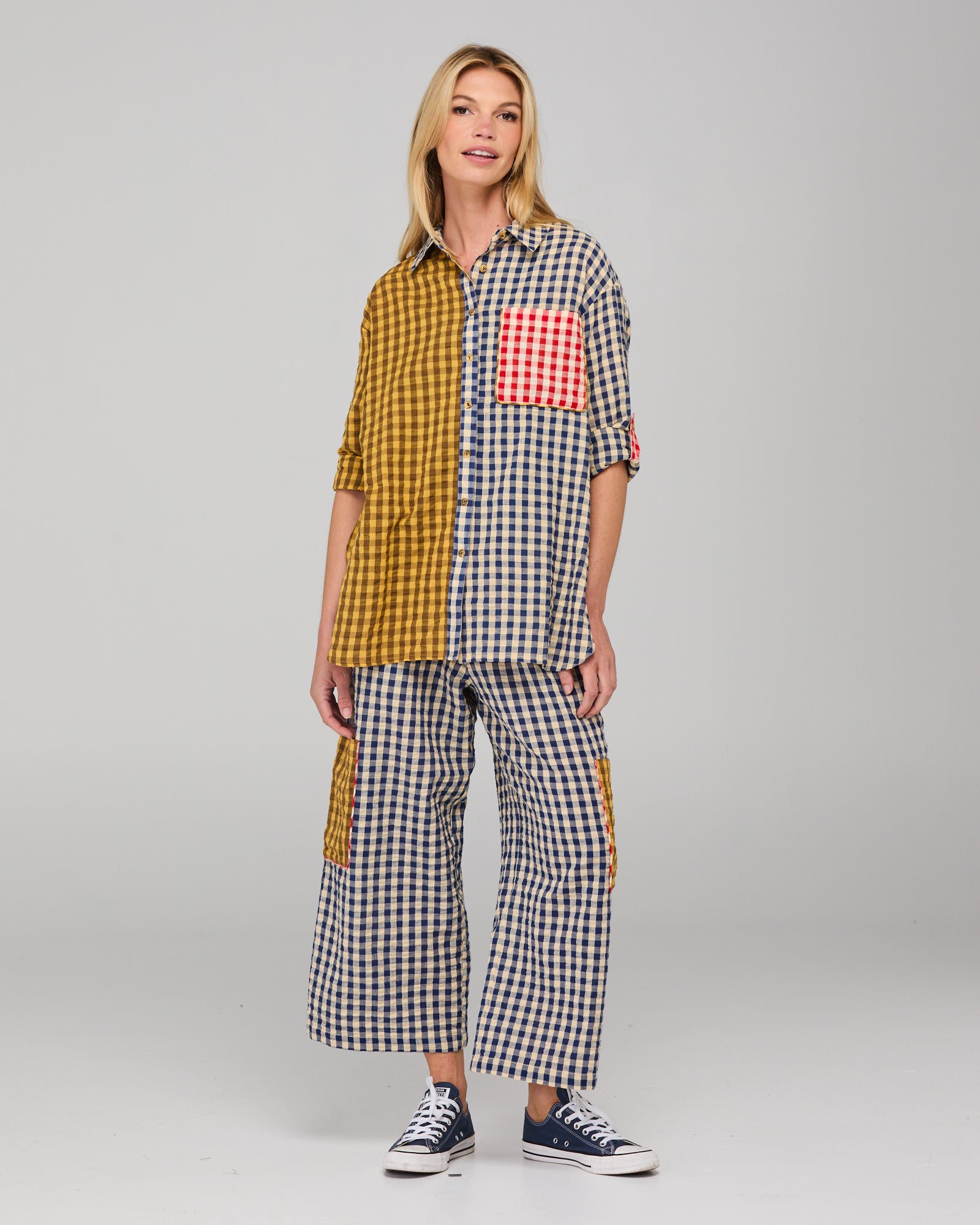 Evelina Pant- Navy Seersucker