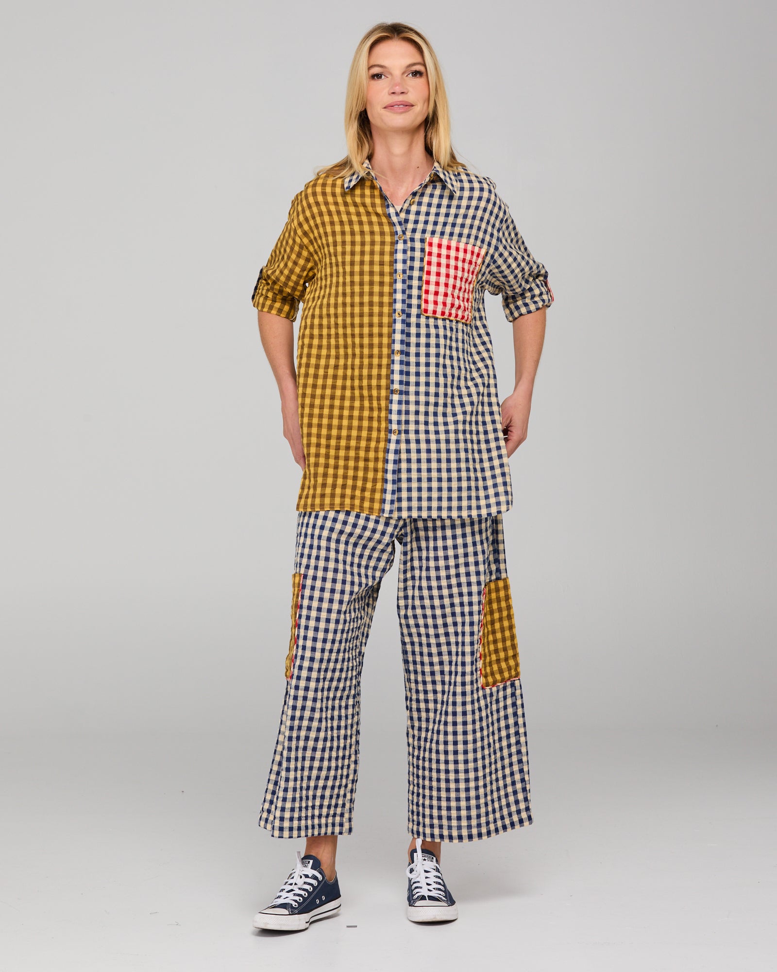 Evelina Pant- Navy Seersucker