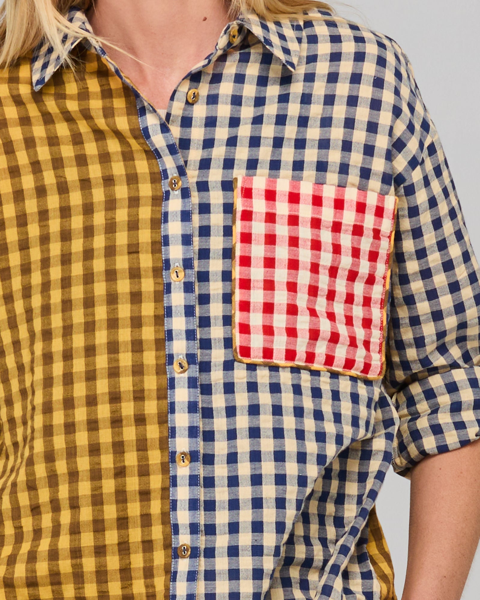 Gillie Shirt - Navy Spliced Seersucker