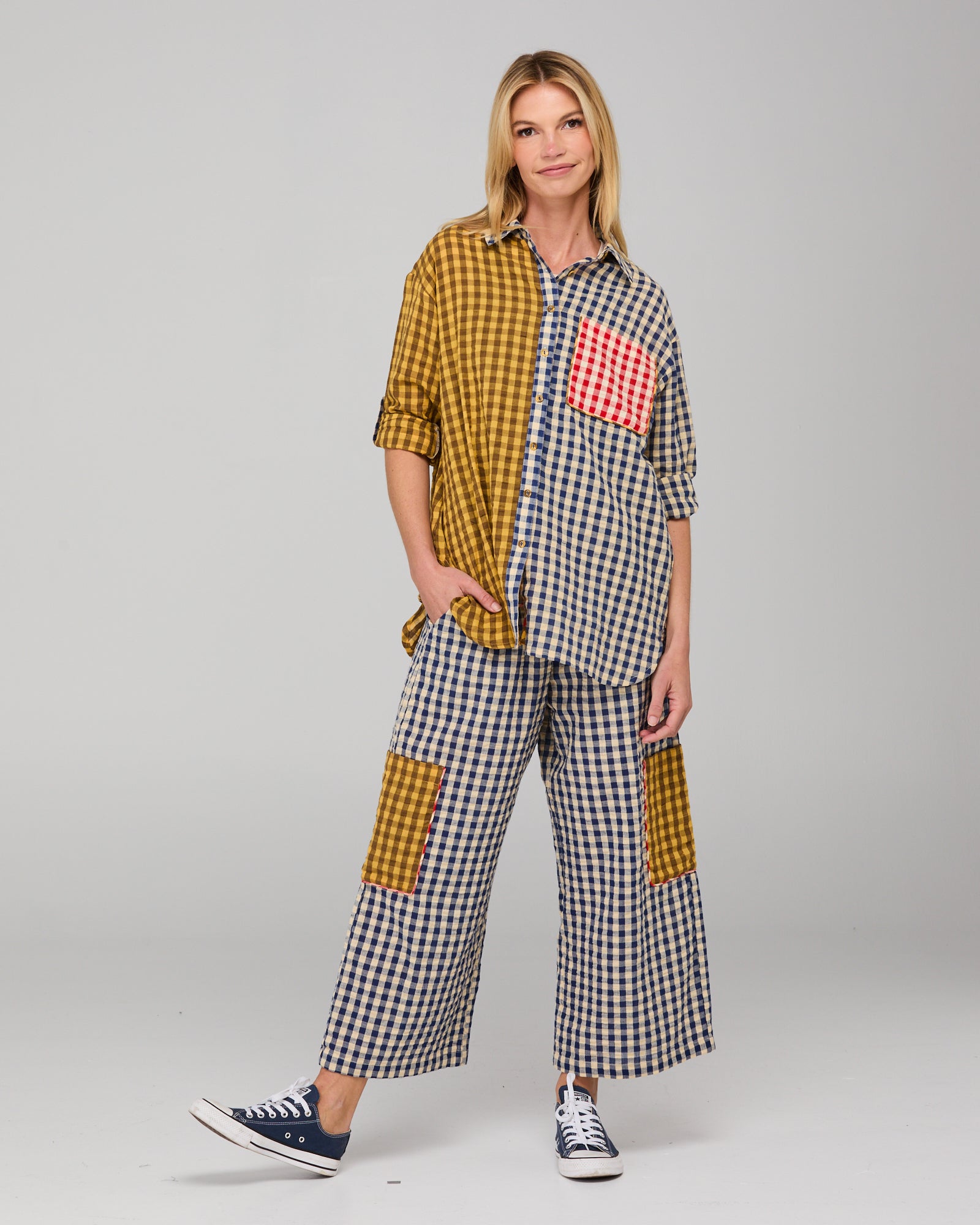 Gillie Shirt - Navy Spliced Seersucker