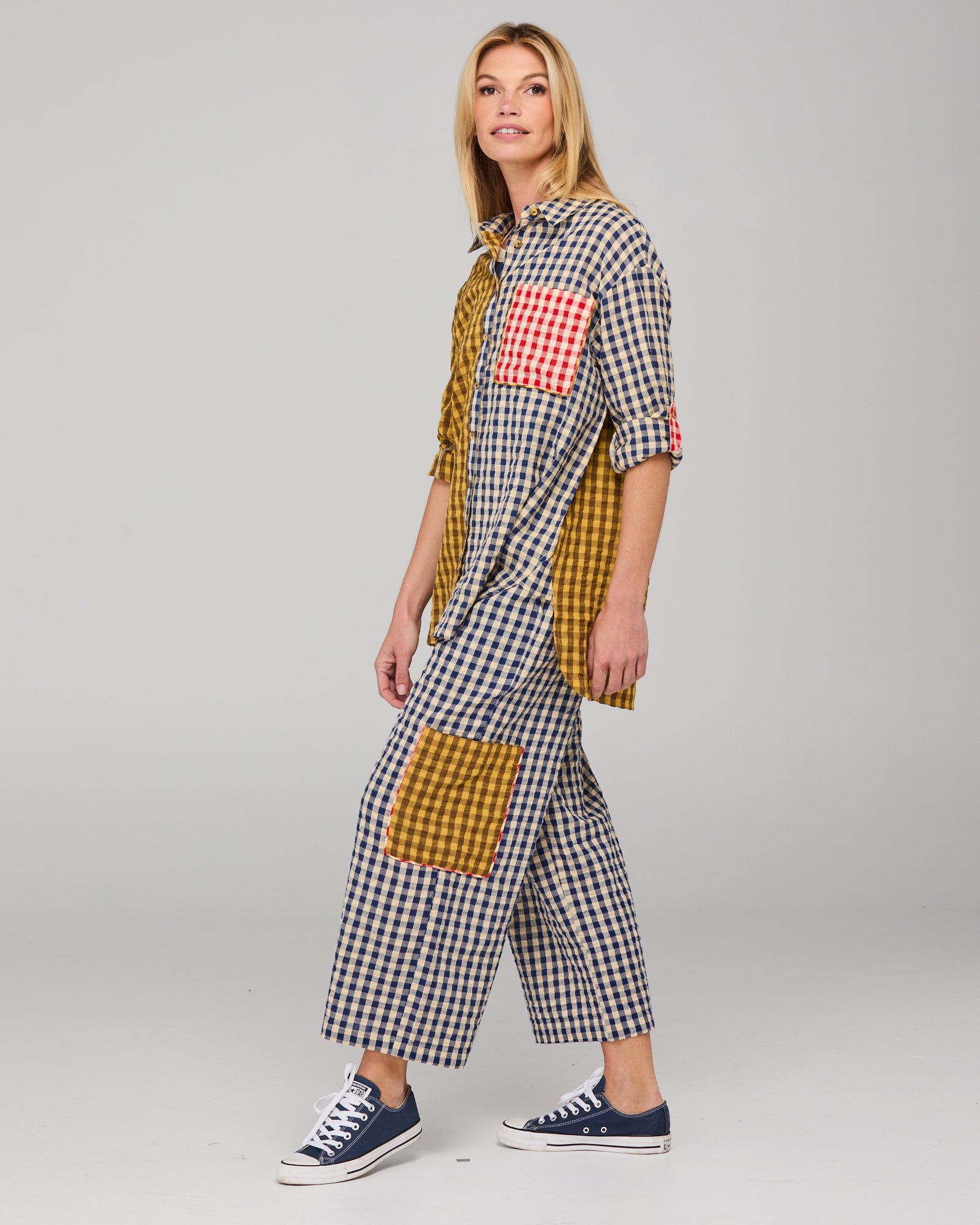 Evelina Pant- Navy Seersucker