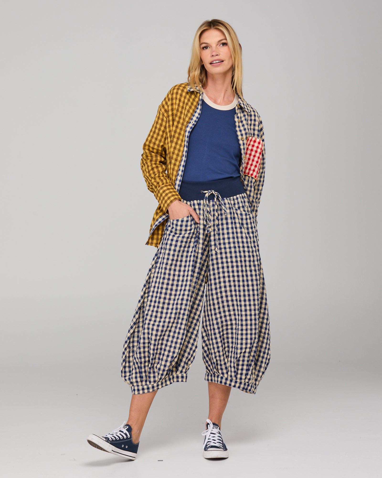 Guru Pant - Navy Seersucker