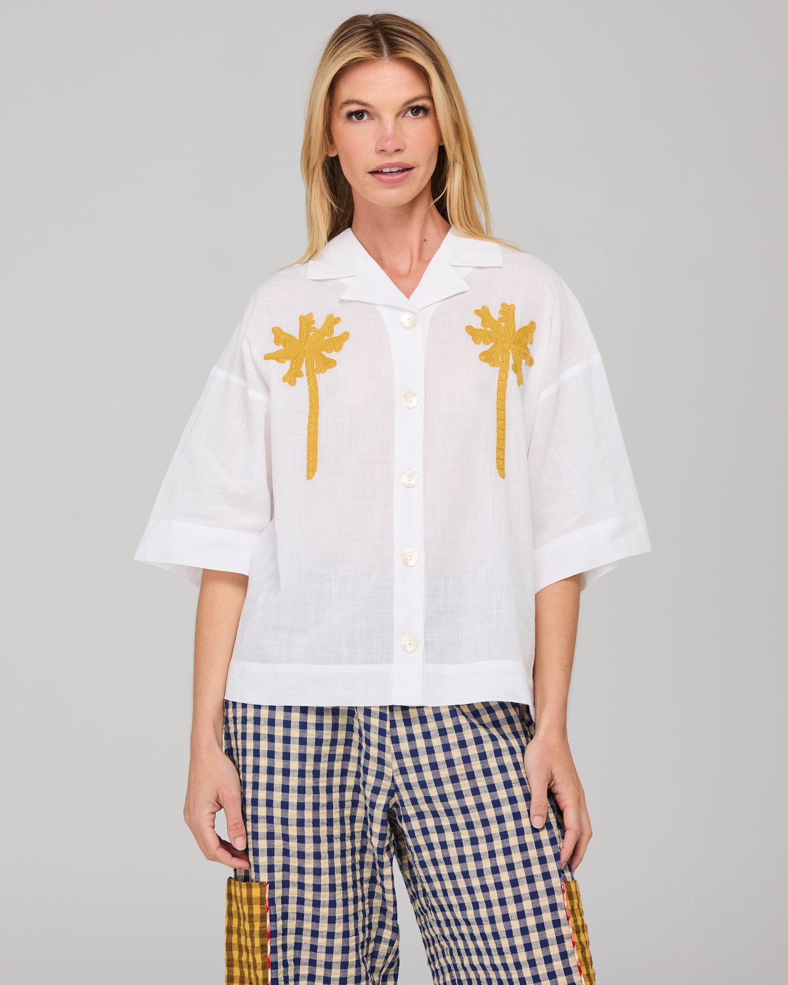 Sabal Shirt - White Mustard Embroidery