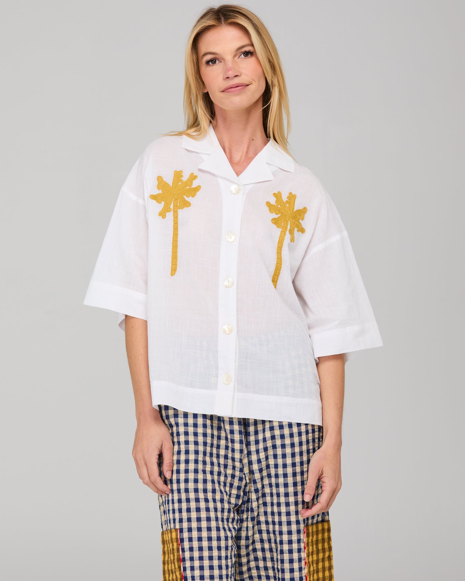 Sabal Shirt - White Mustard Embroidery