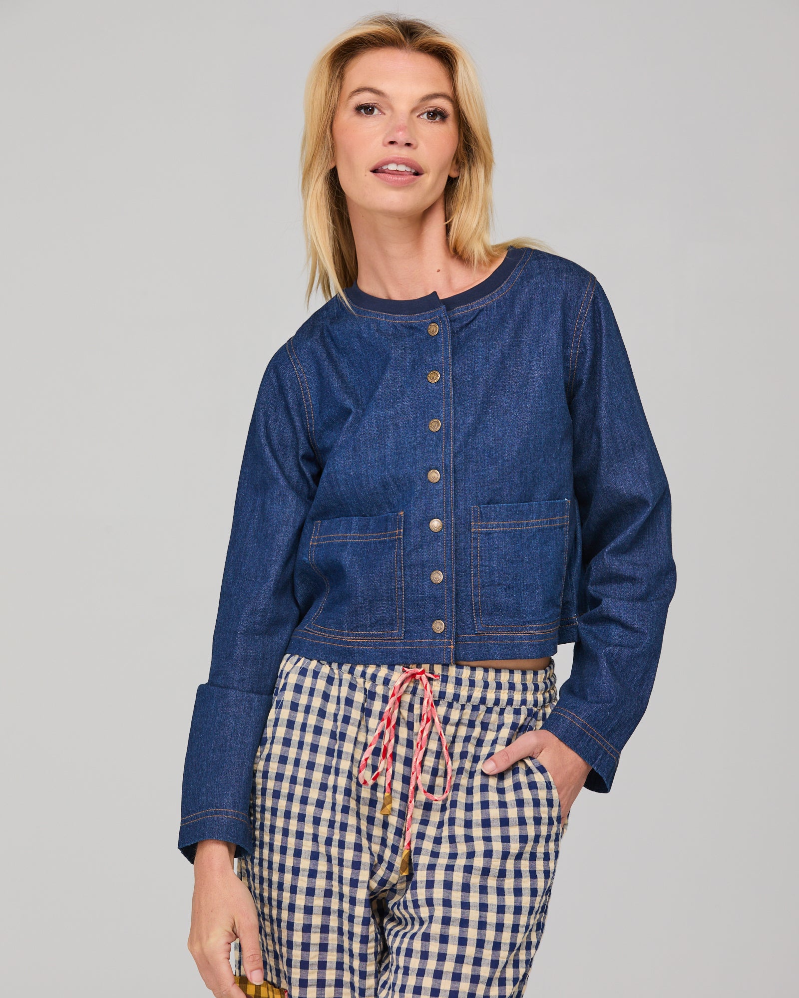 Fumiko Jacket - Dark Denim Contrast Stitching