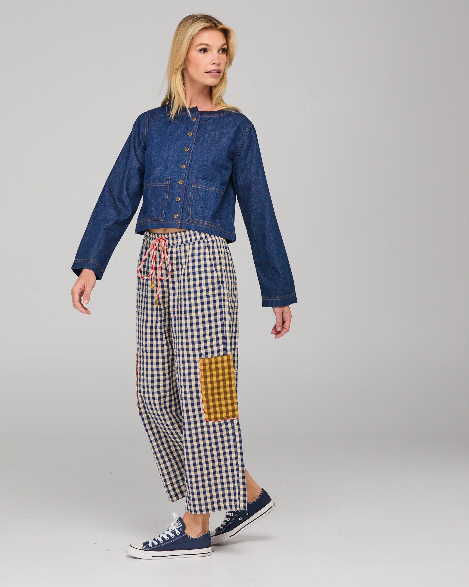 Evelina Pant- Navy Seersucker