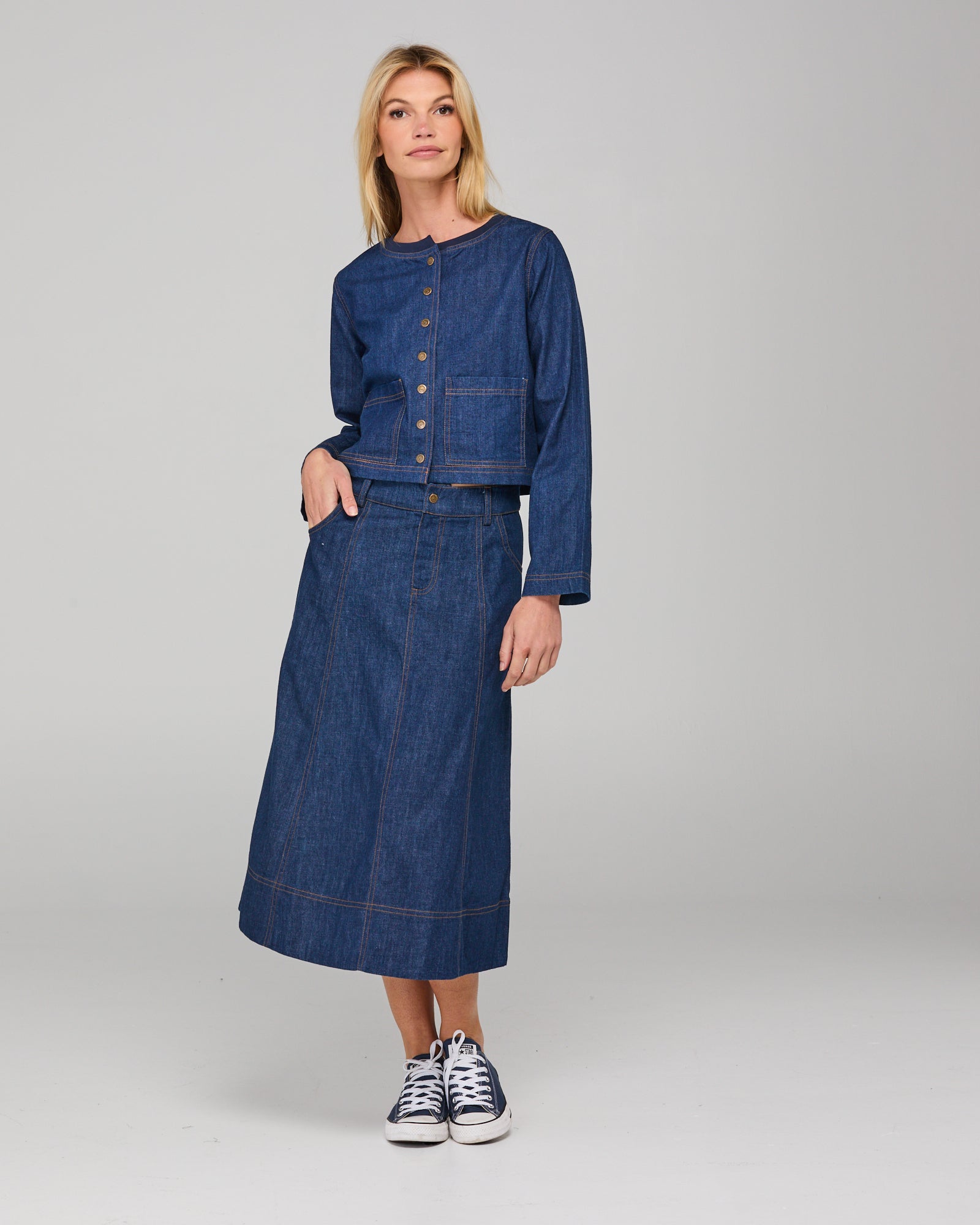 Fumiko Jacket - Dark Denim Contrast Stitching