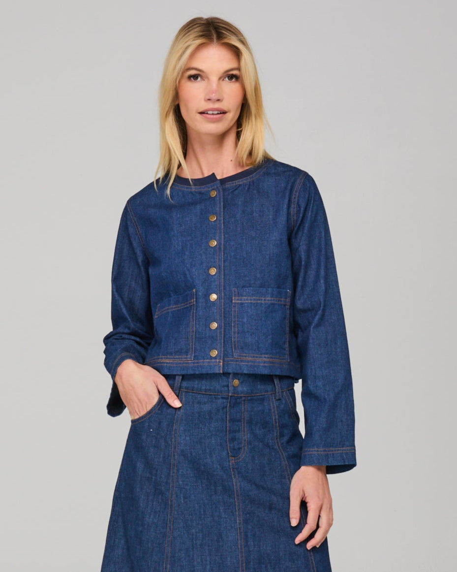 Fumiko Jacket - Dark Denim Contrast Stitching