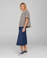 Josie Shirt - Navy Spliced Seersucker