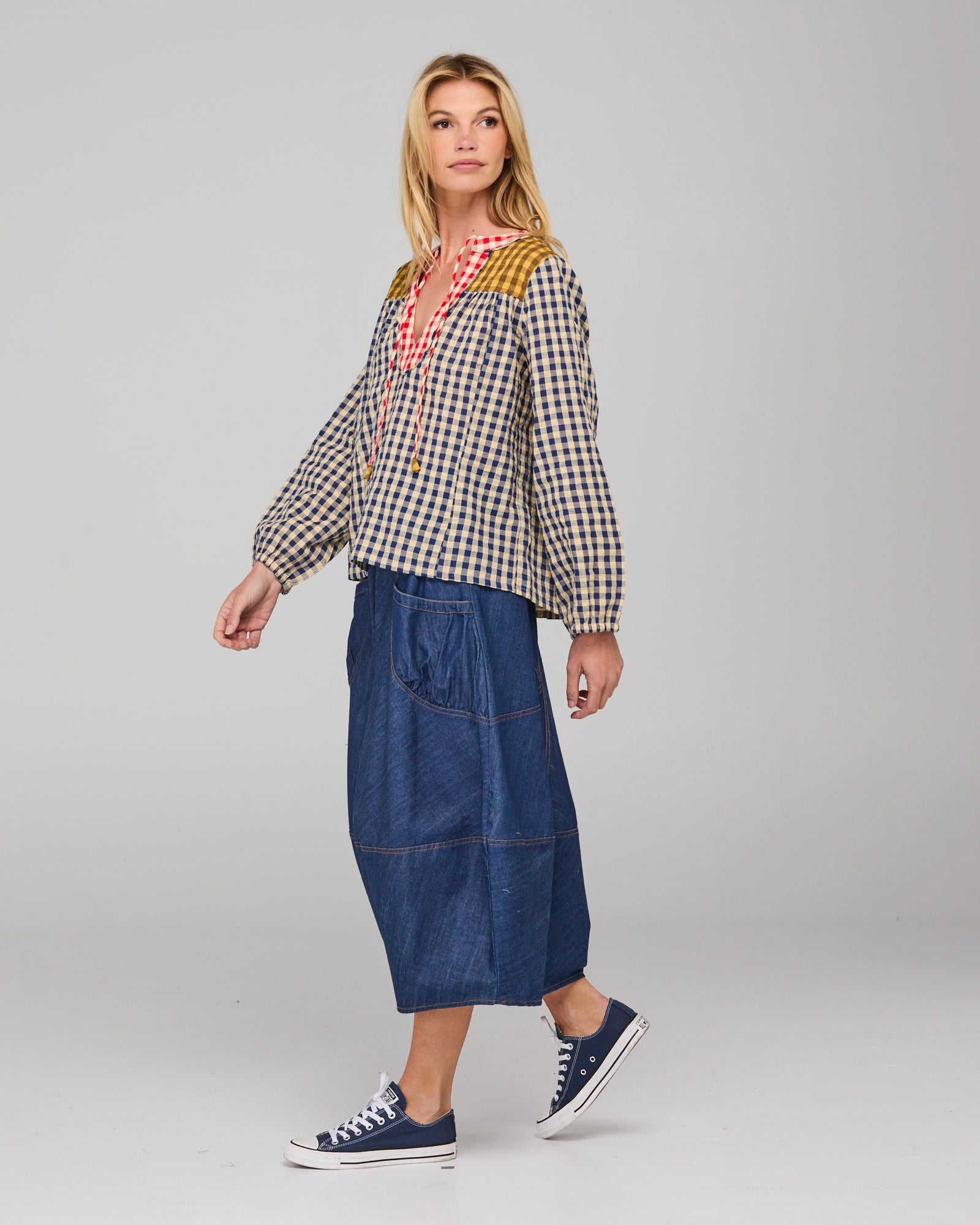 Guru Skirt - Dark Denim Contrast Stitching