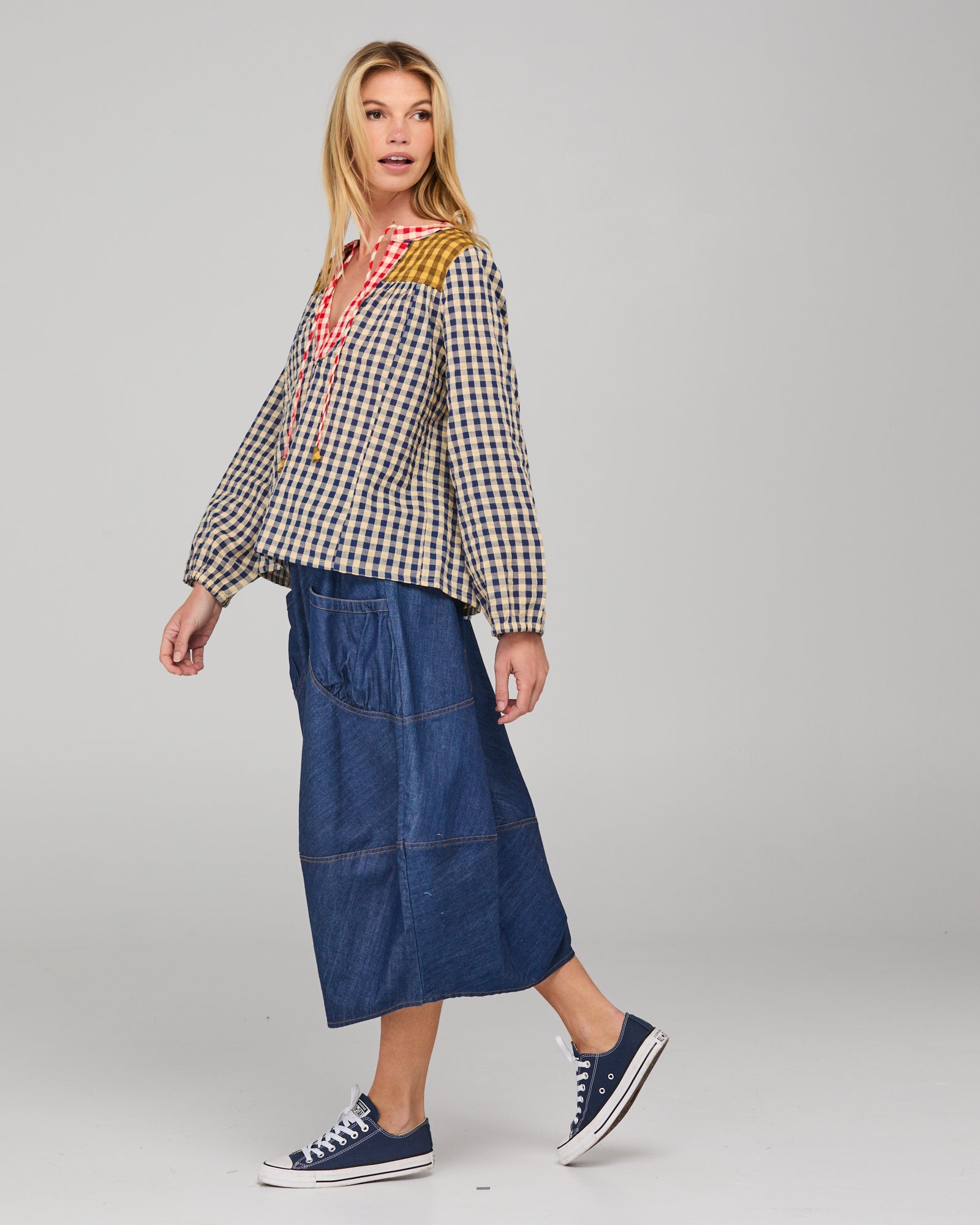 Guru Skirt - Dark Denim Contrast Stitching