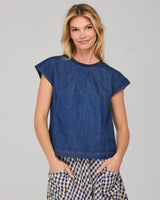 Leaf Top - Dark Denim Contrast Stitching