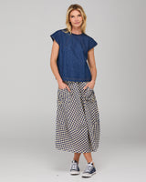 Leaf Top - Dark Denim Contrast Stitching