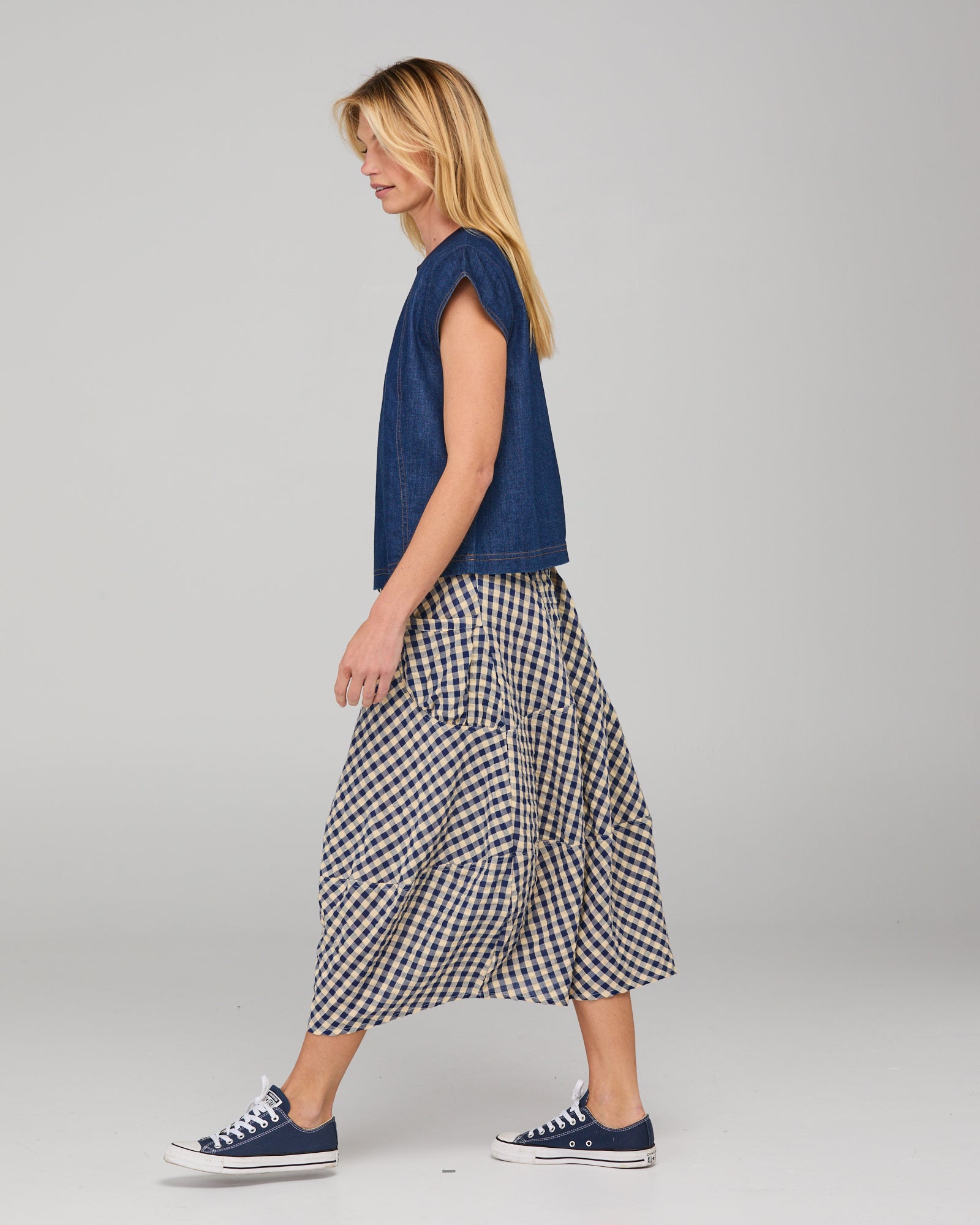 Leaf Top - Dark Denim Contrast Stitching