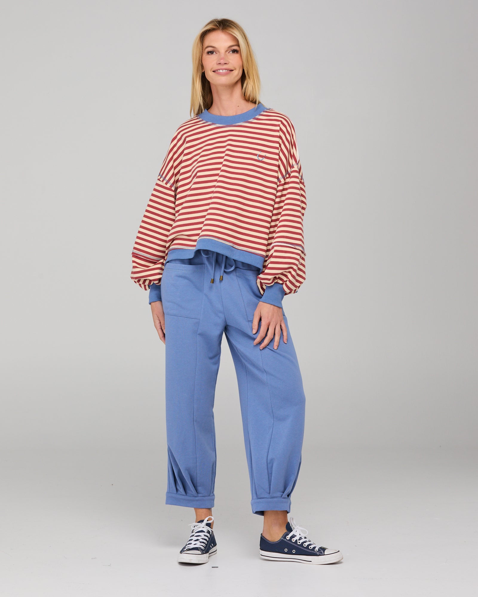Guru Sweater - Washed Maroon Stripe