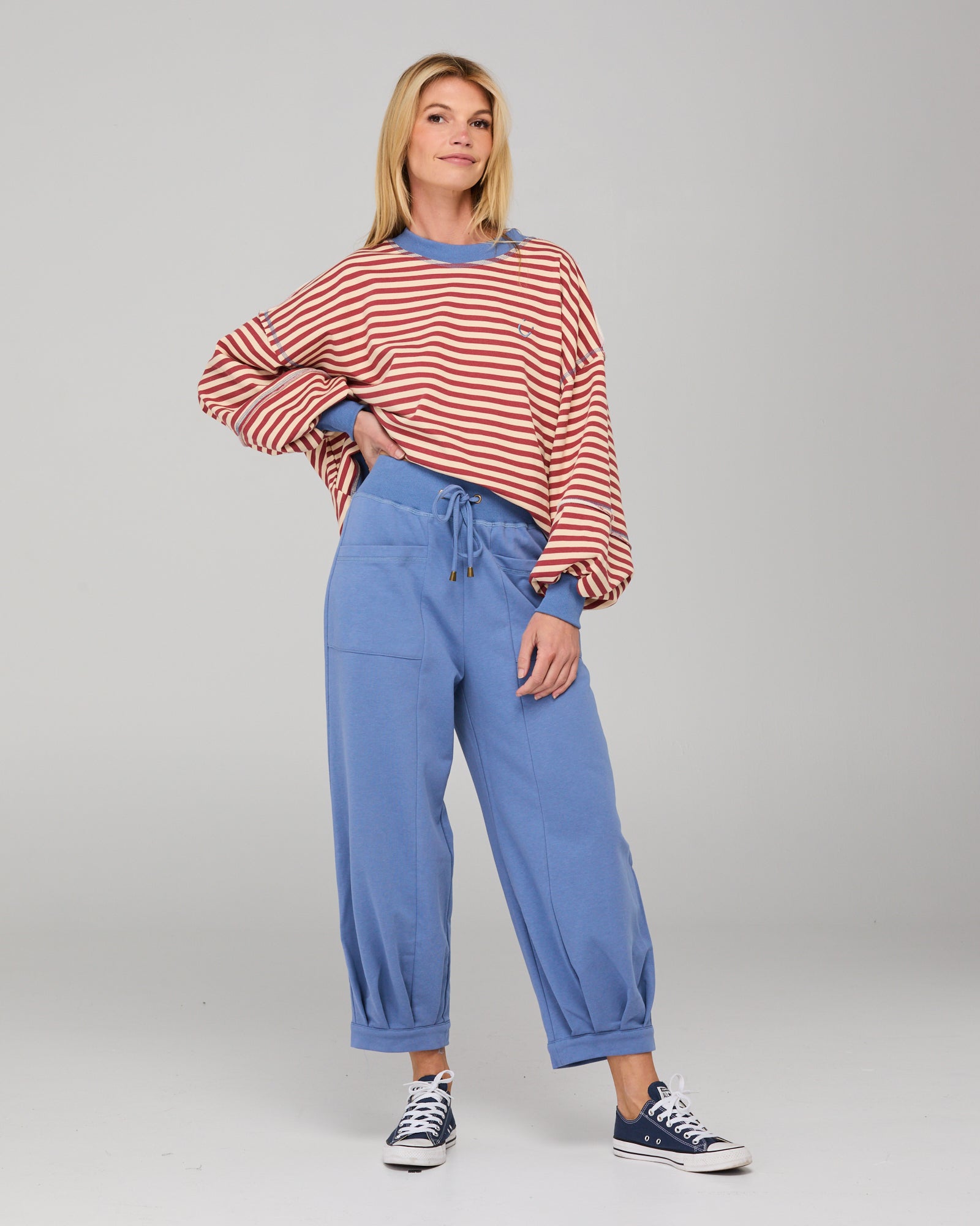 Guru Sweater - Washed Maroon Stripe