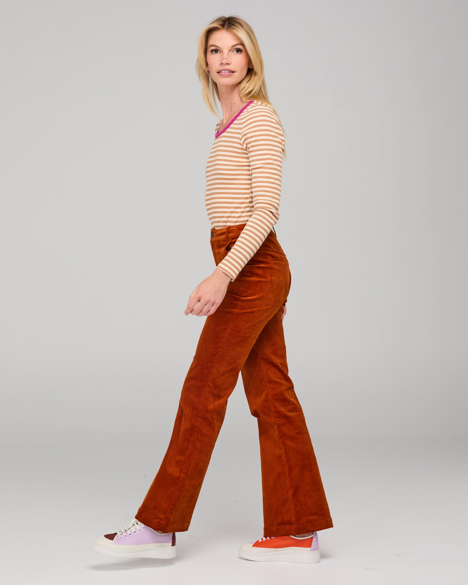 Bellissimo L/S Top - Caramel/Cream Stripe