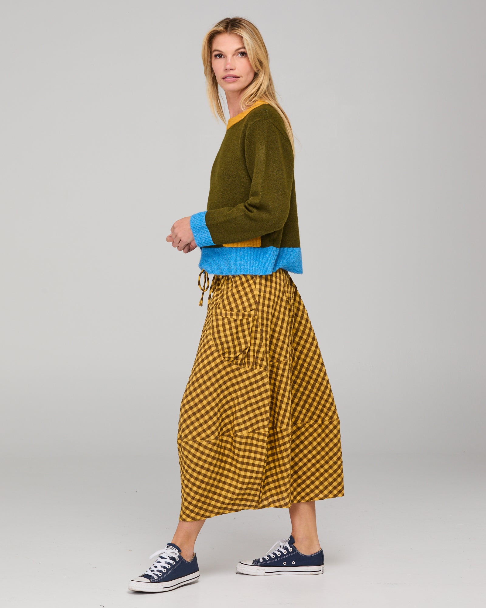 Guru Skirt - Mustard Seersucker