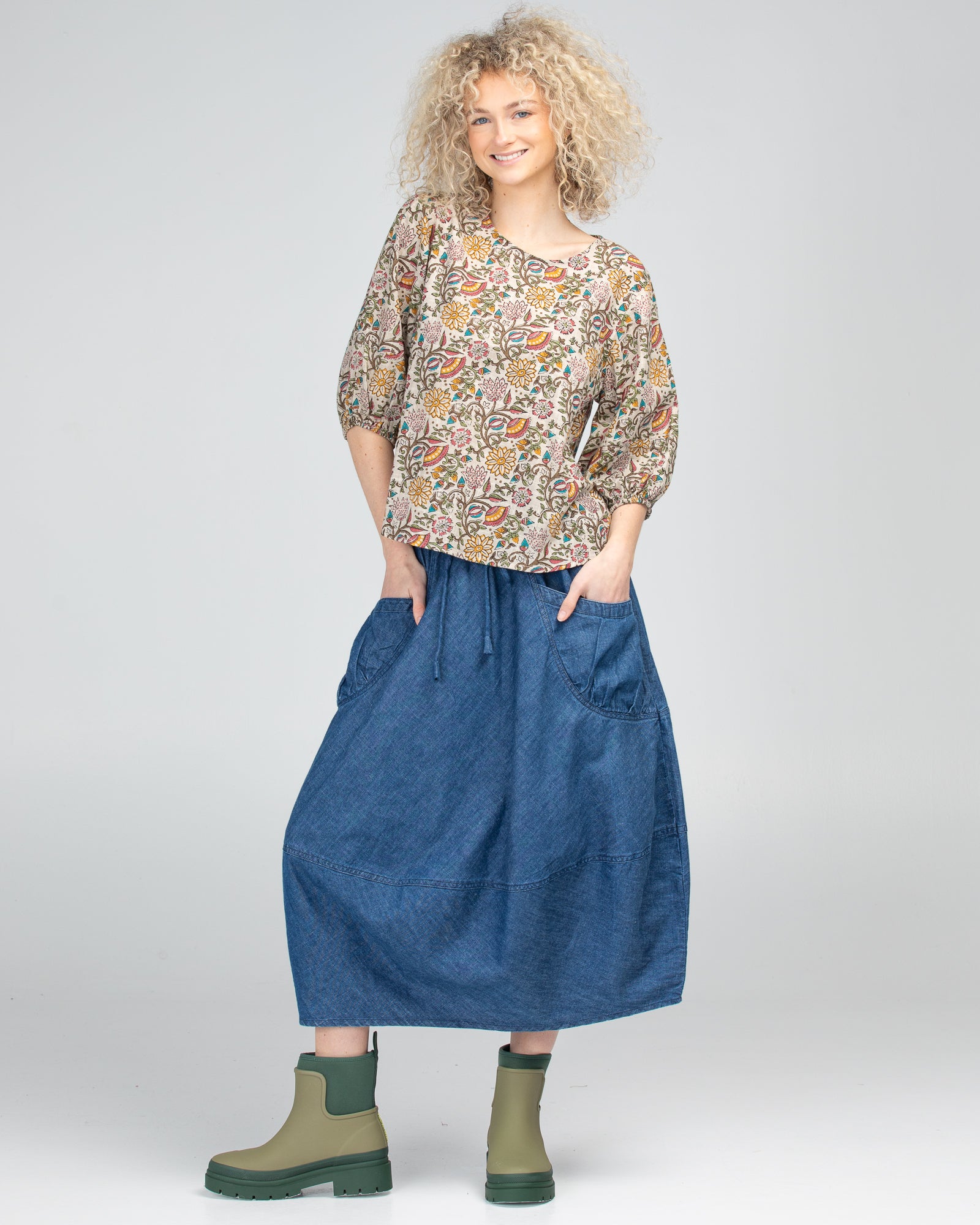 Guru Skirt - Mid Wash Denim