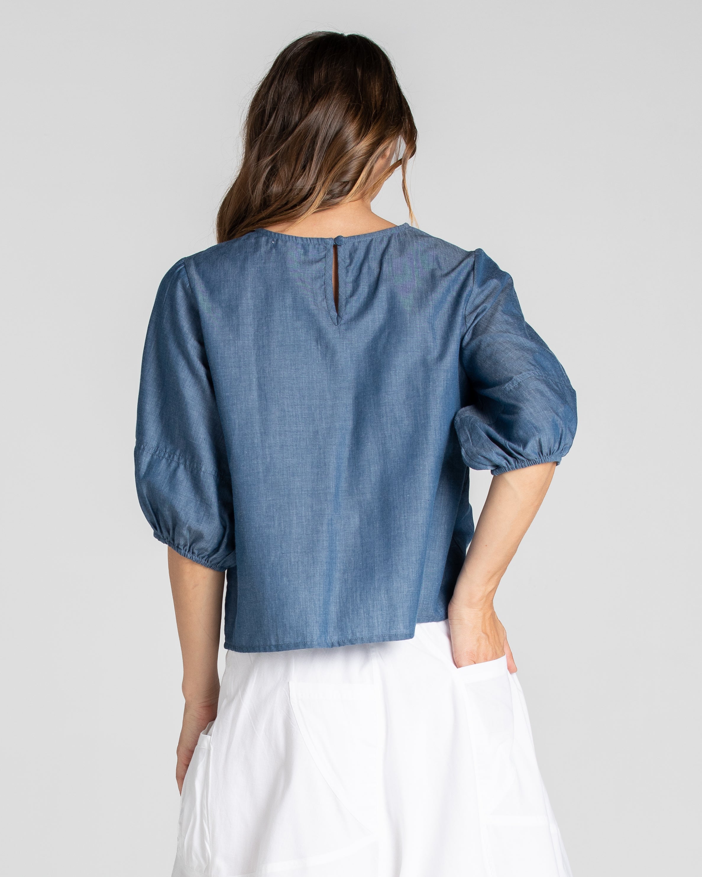 Ava Top - Blue Chambray