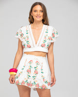 Bella Wrap Top - White Multi