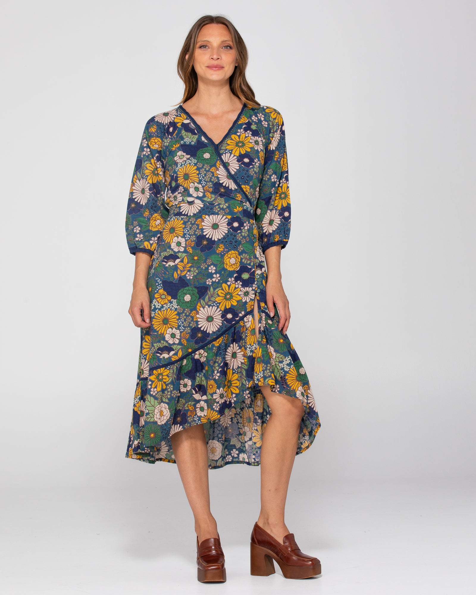 Winter Sumatra Dress - Blue Aurelia