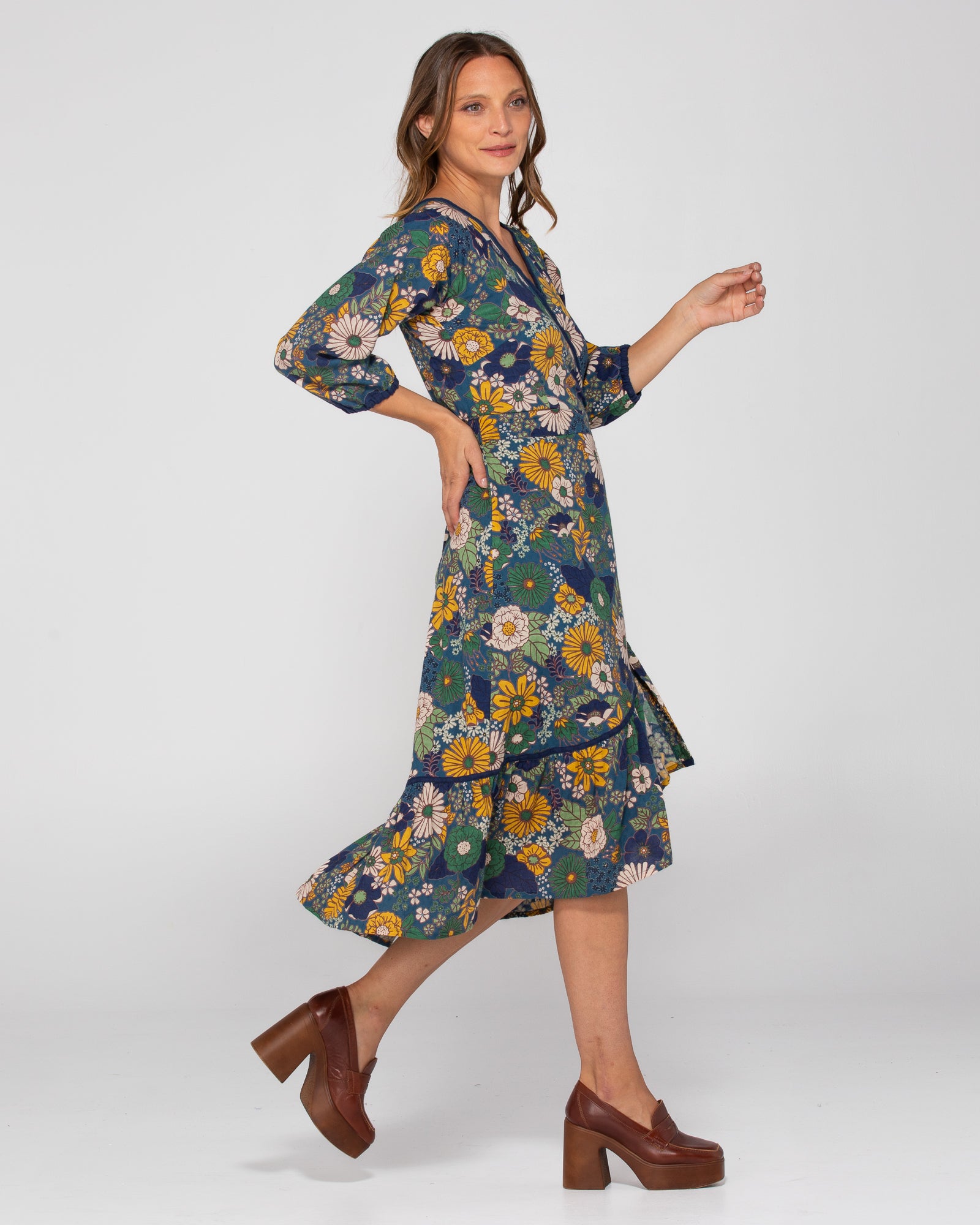 Winter Sumatra Dress - Blue Aurelia