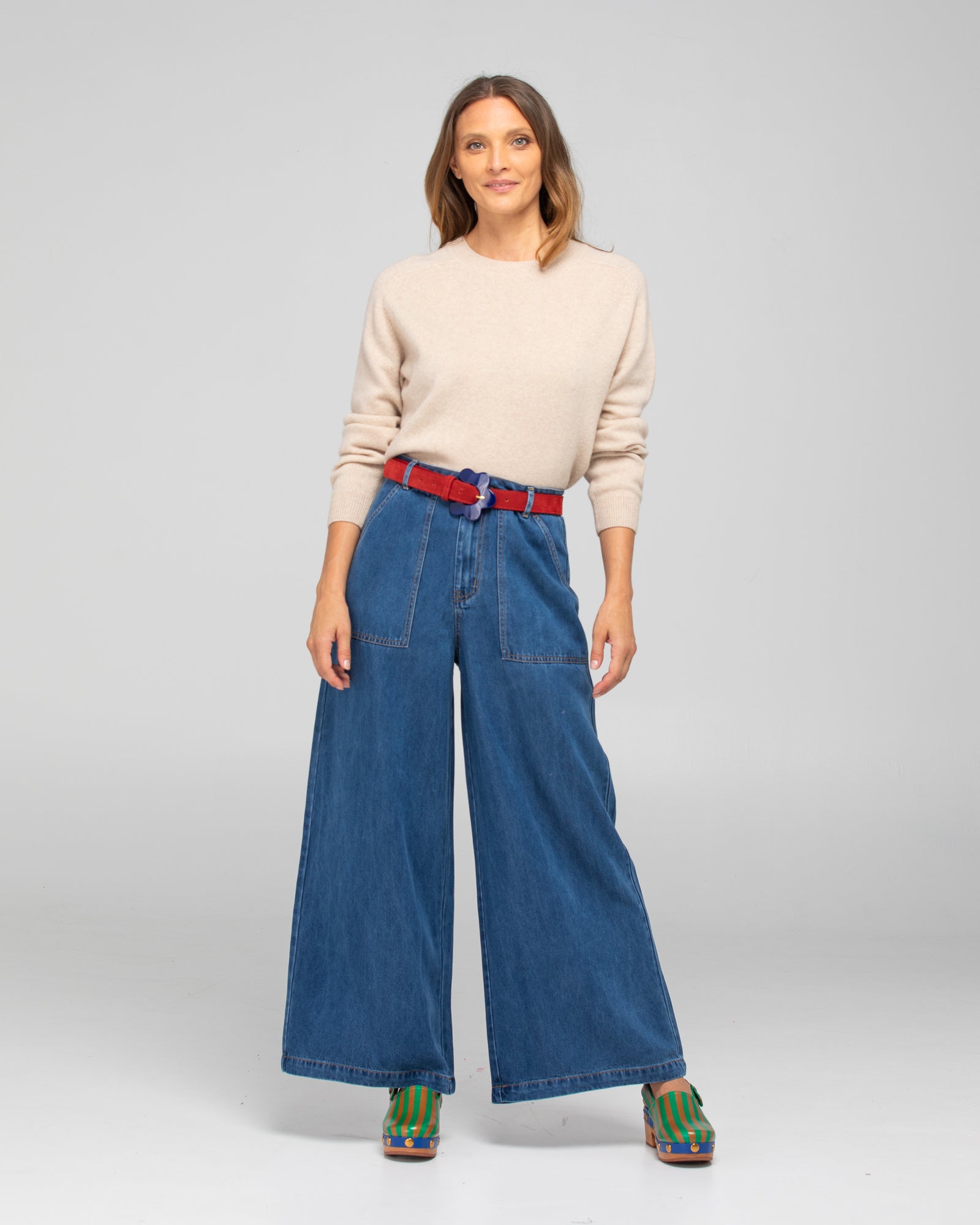 Flower Belt - Sienna Red Suede