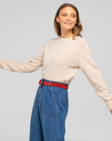 Flower Belt - Sienna Red Suede