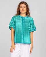 Josie Shirt - Green Seersucker