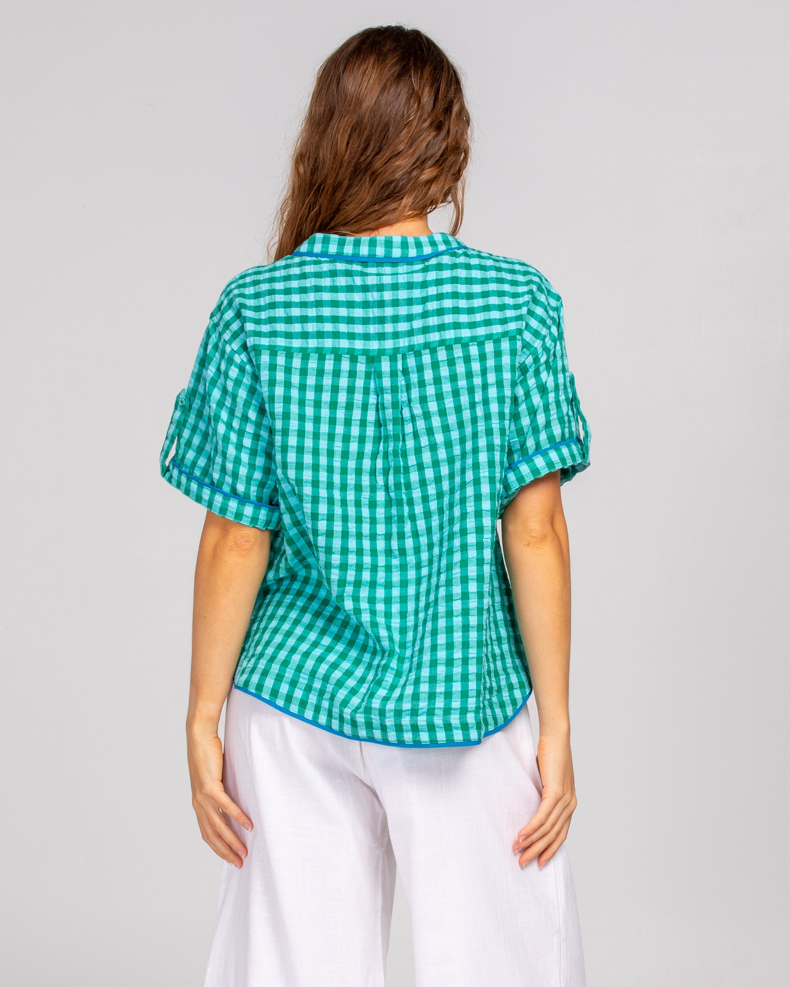 Josie Shirt - Green Seersucker