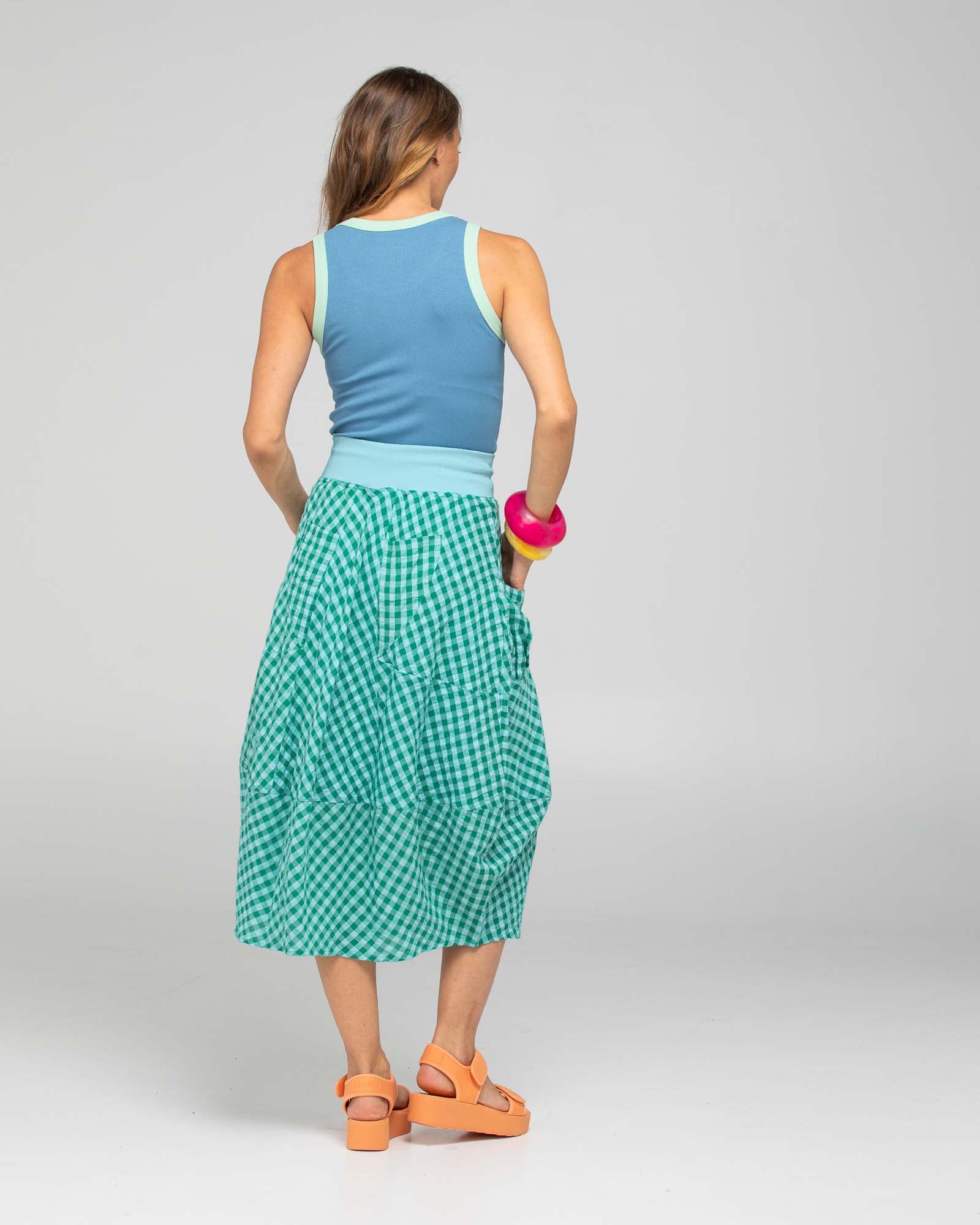 Guru Skirt - Green Seersucker